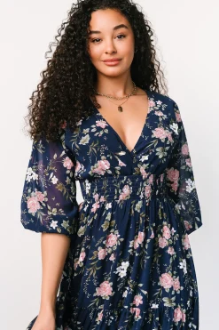 Baltic Born maxi dresses|bump friendly|Sawyer Tiered Maxi Dress | Navy + Pink