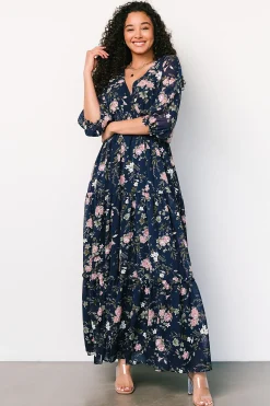 Baltic Born maxi dresses|bump friendly|Sawyer Tiered Maxi Dress | Navy + Pink