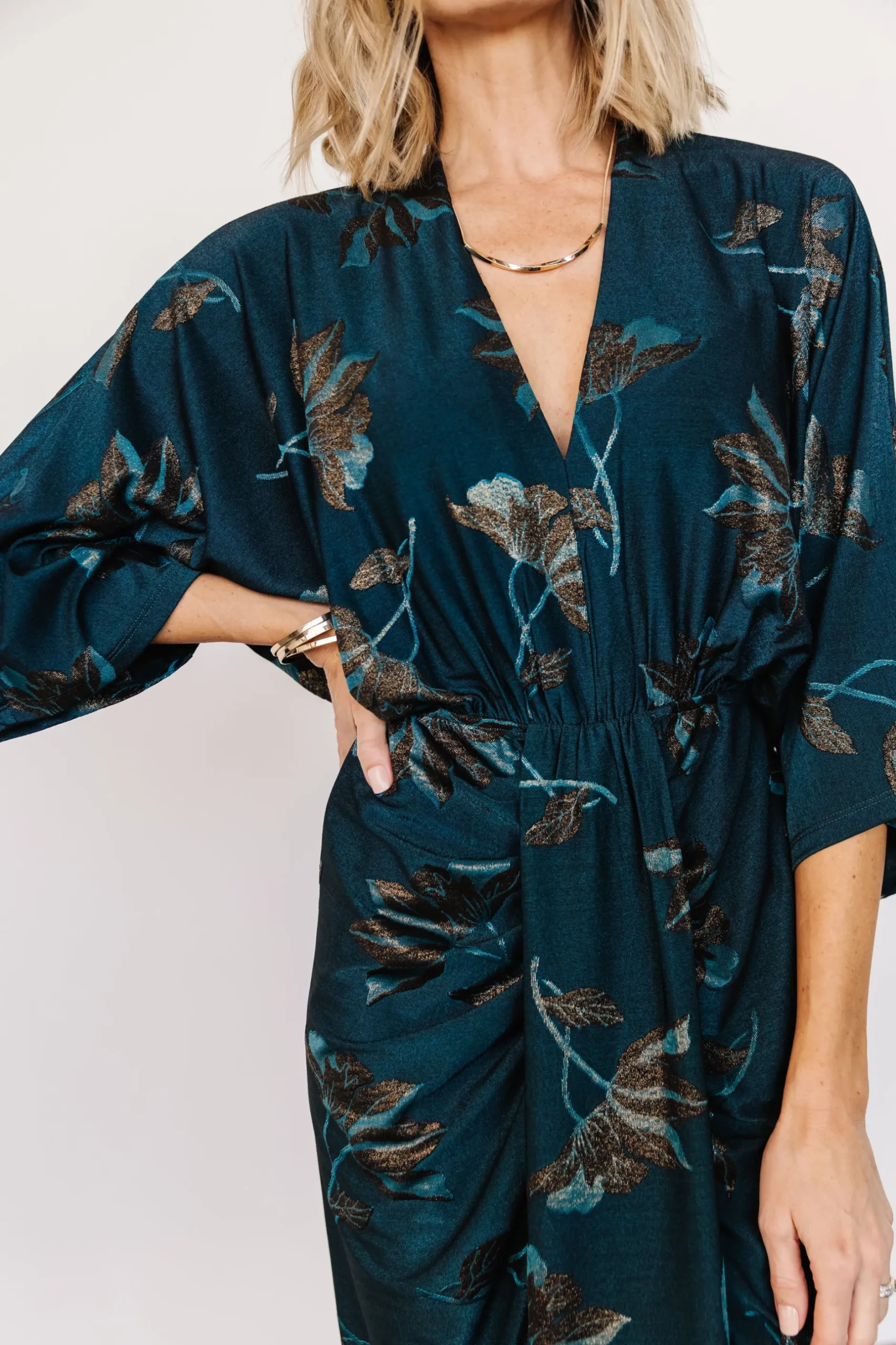 Baltic Born WEDDING SUITE|wedding guest|Shaneen Ruched Midi Dress | Jade Floral Shimmer