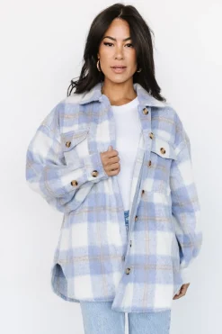 Baltic Born outerwear|Sharon Plaid Shacket | Blue + Off White