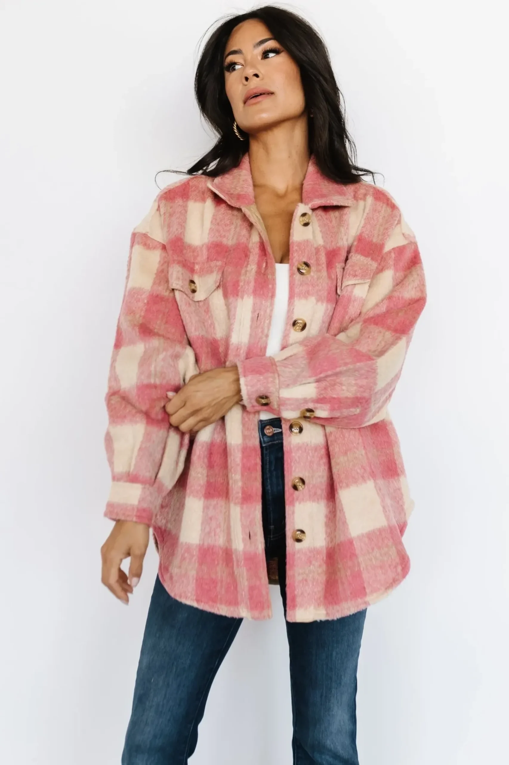 Baltic Born outerwear|Sharon Plaid Shacket | Pink + Sand