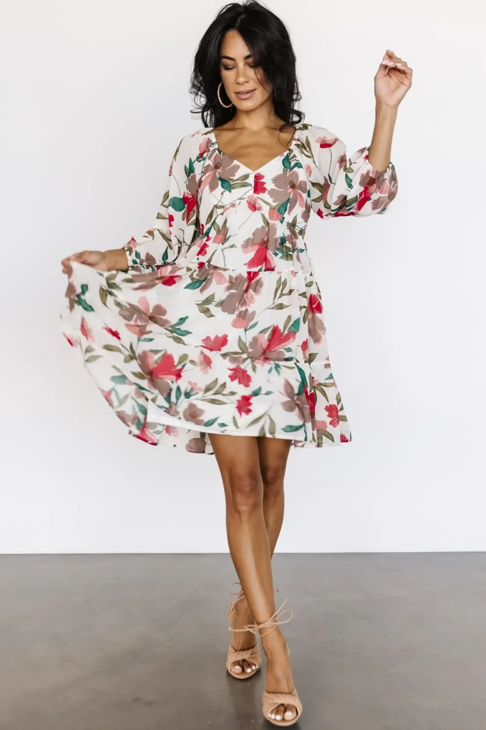 Baltic Born short dresses|EXTENDED SIZING|Shelley Short Dress | Ivory Floral