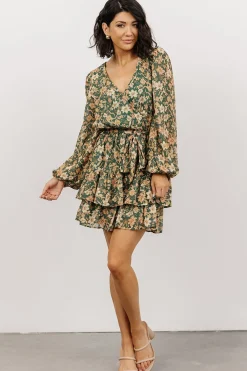 Baltic Born WINTER ESSENTIALS|Shirley Ruffle Mini Dress | Green Floral