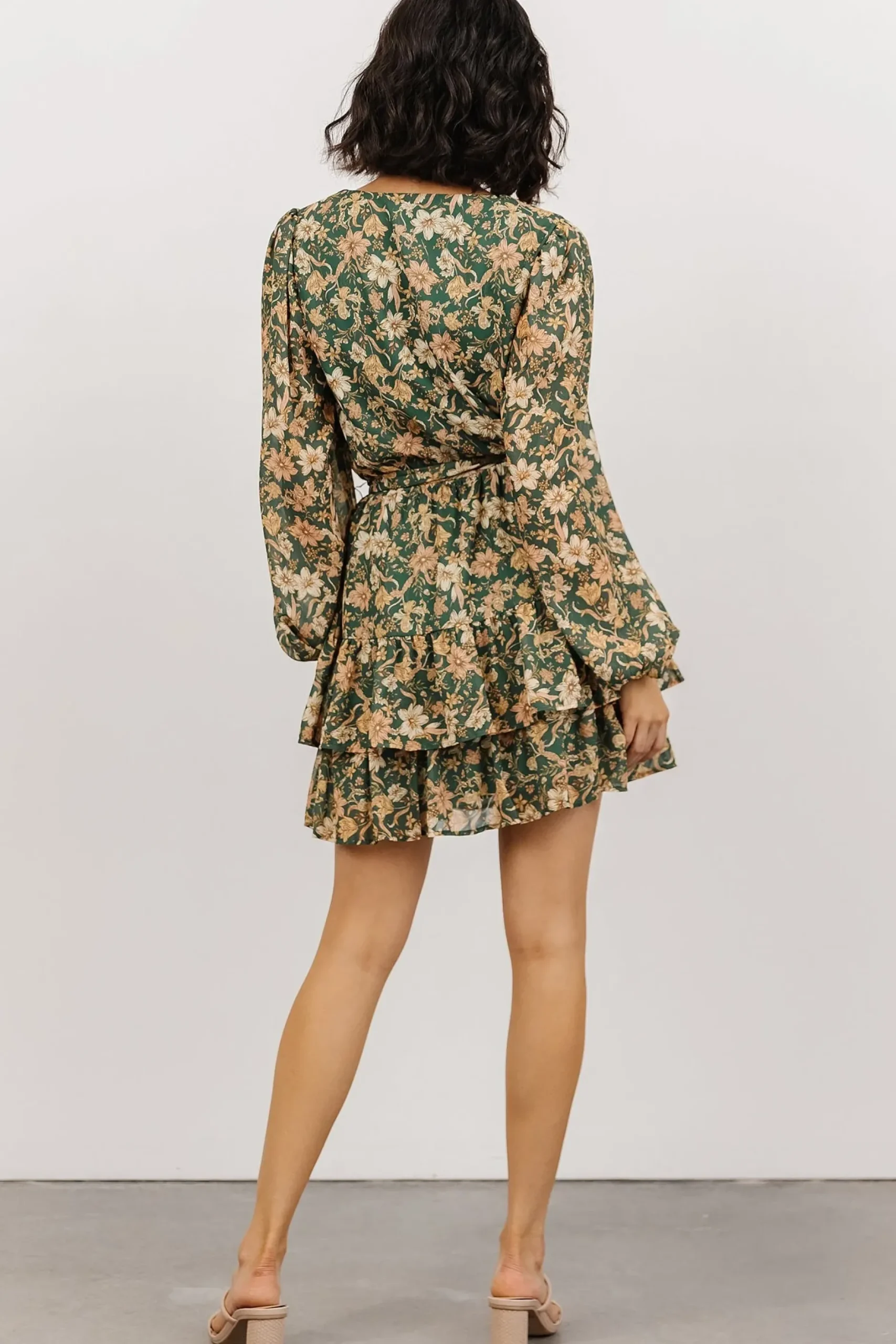 Baltic Born WINTER ESSENTIALS|Shirley Ruffle Mini Dress | Green Floral