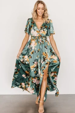 Baltic Born maxi dresses|WEDDING SUITE|Sicily Satin Maxi Dress | Eucalyptus Floral