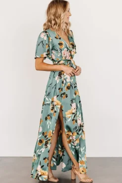 Baltic Born maxi dresses|WEDDING SUITE|Sicily Satin Maxi Dress | Eucalyptus Floral