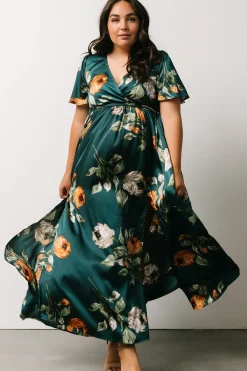 Baltic Born maxi dresses|WEDDING SUITE|Sicily Satin Maxi Dress | Deep Topaz Floral