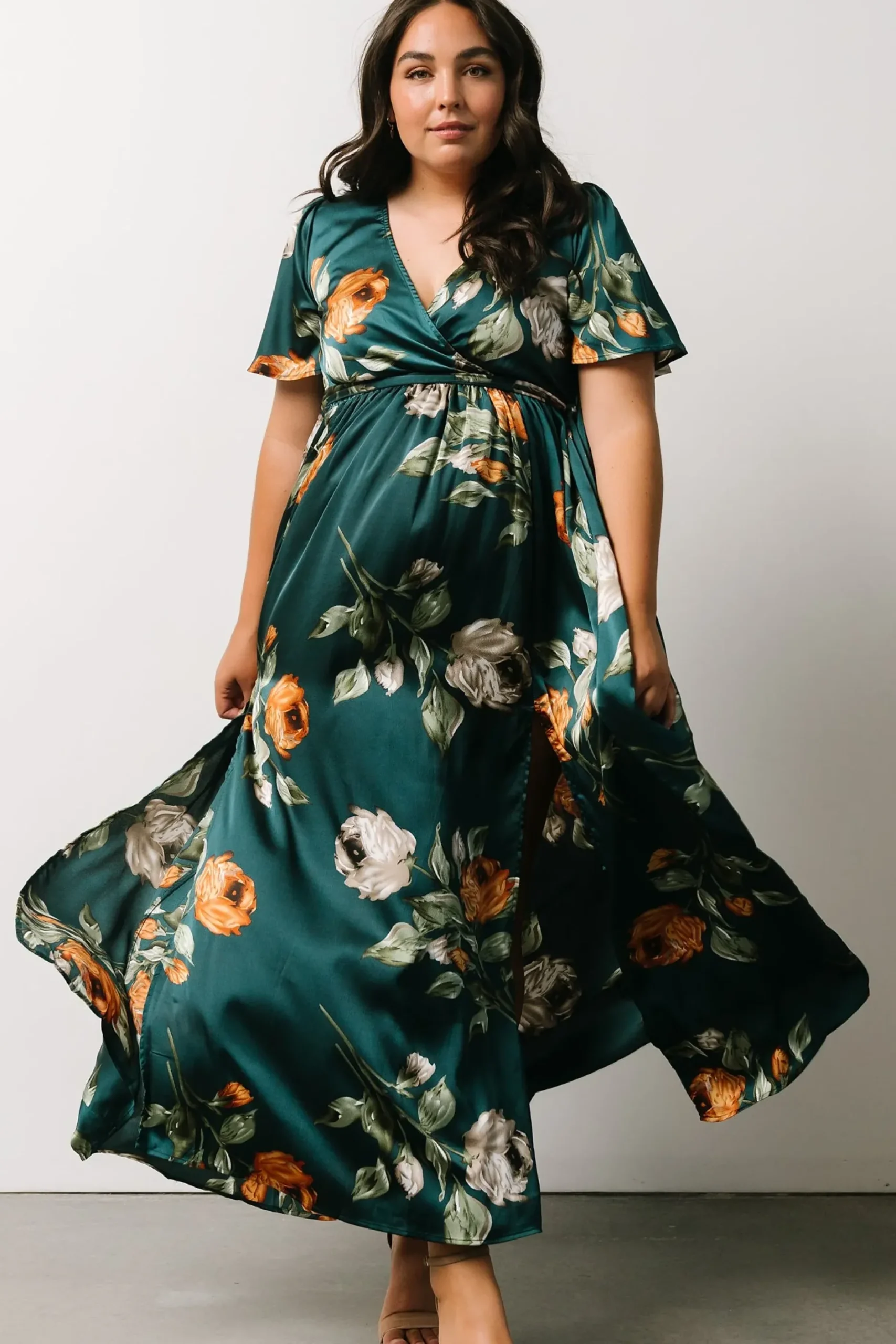 Baltic Born maxi dresses|WEDDING SUITE|Sicily Satin Maxi Dress | Deep Topaz Floral