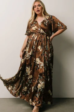 Baltic Born maxi dresses|WEDDING SUITE|Sicily Satin Maxi Dress | Mocha Floral