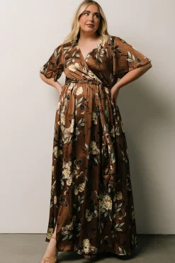 Baltic Born maxi dresses|WEDDING SUITE|Sicily Satin Maxi Dress | Mocha Floral