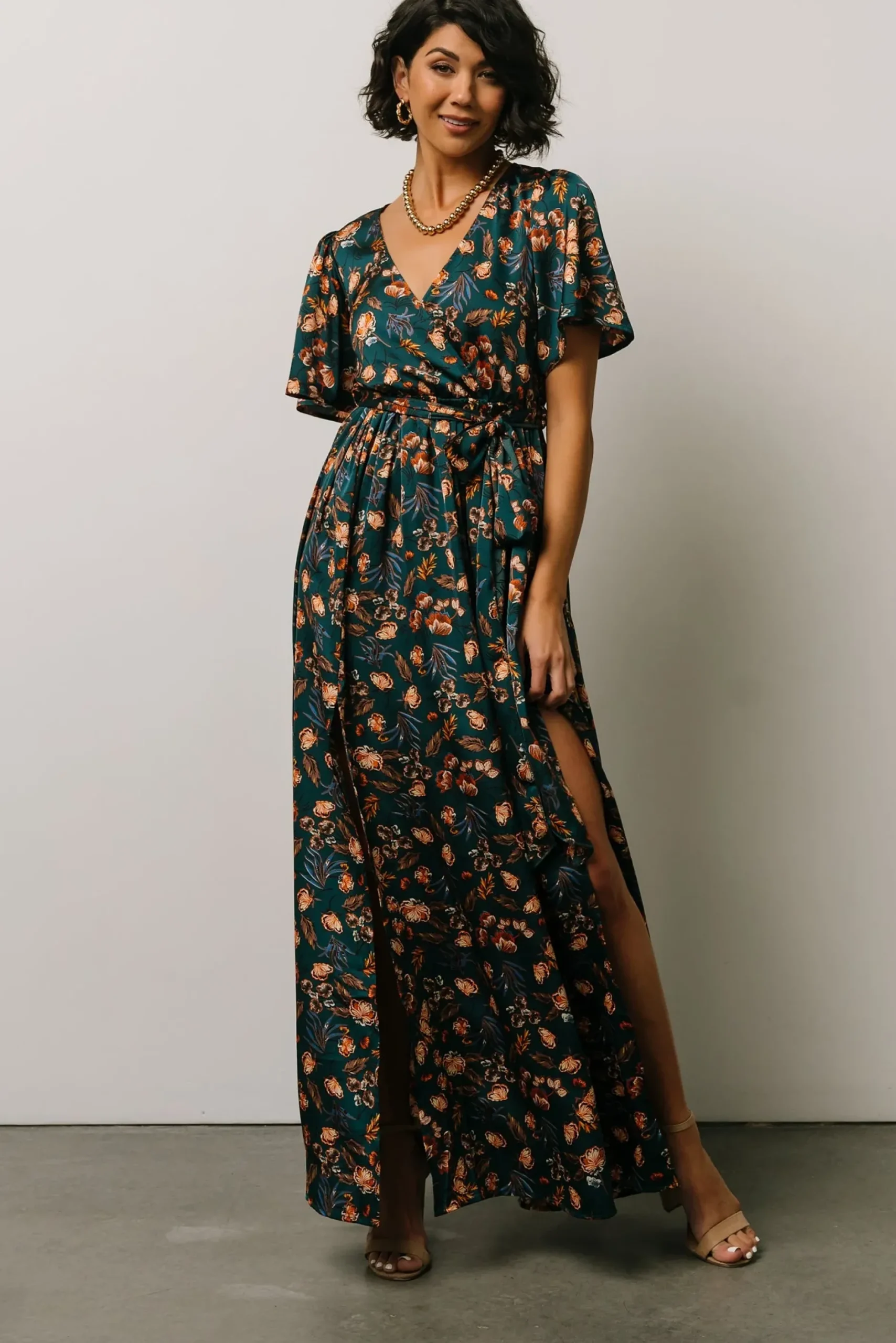 Baltic Born maxi dresses|WEDDING SUITE|Sicily Satin Maxi Dress | Jade Multi Print