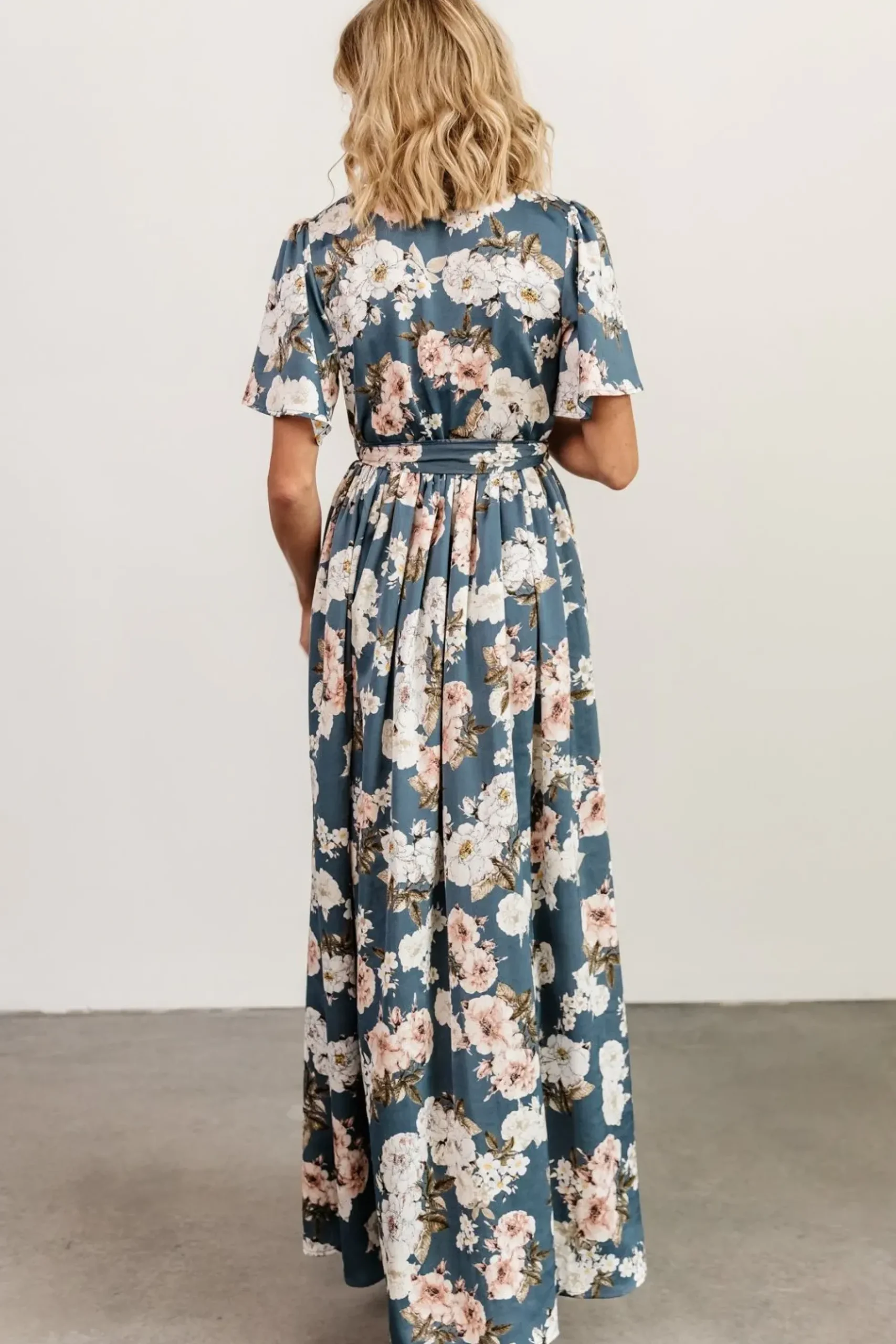 Baltic Born maxi dresses|WEDDING SUITE|Sicily Satin Maxi Dress | Blue Floral
