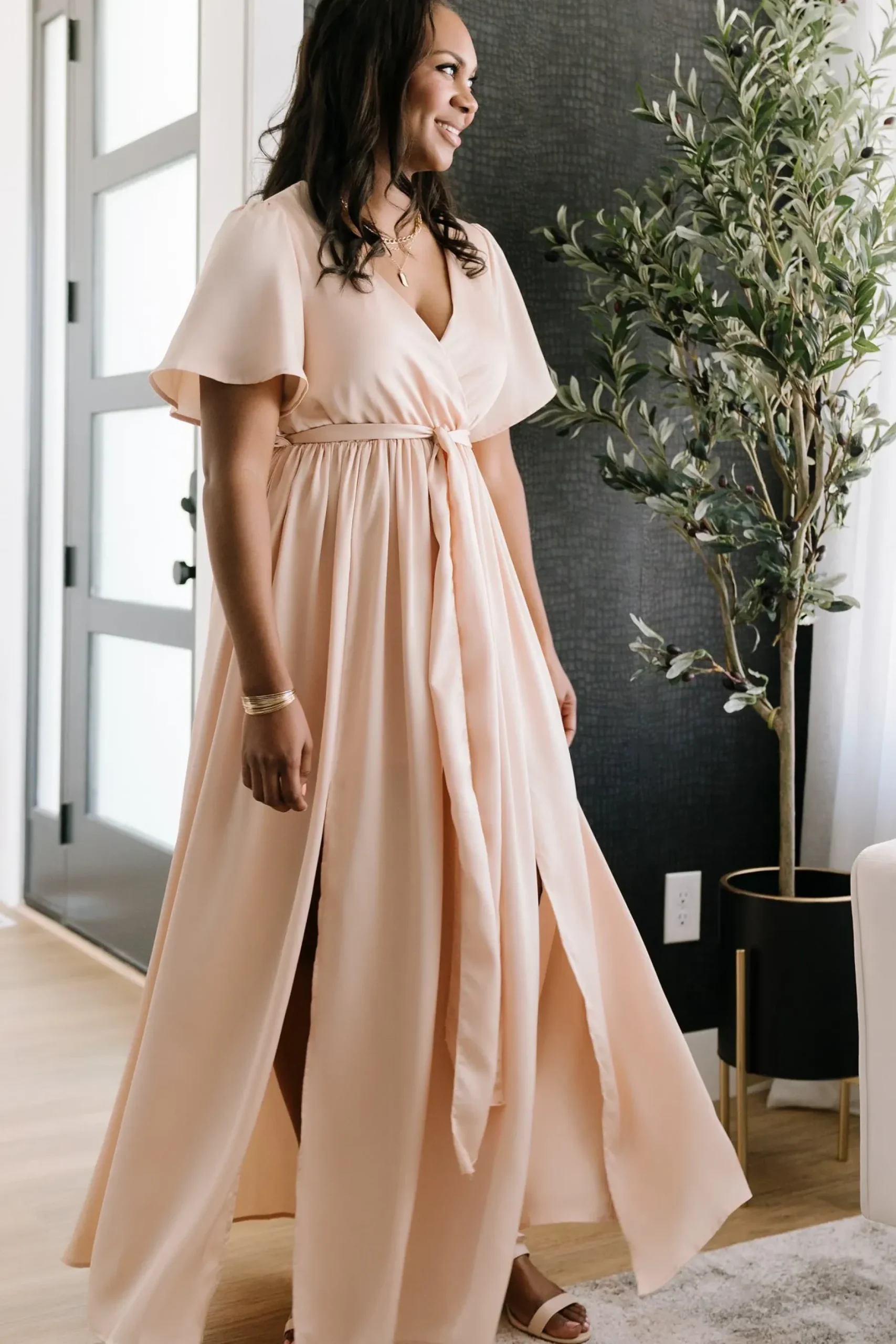 Baltic Born maxi dresses|WEDDING SUITE|Sicily Satin Maxi Dress | Natural