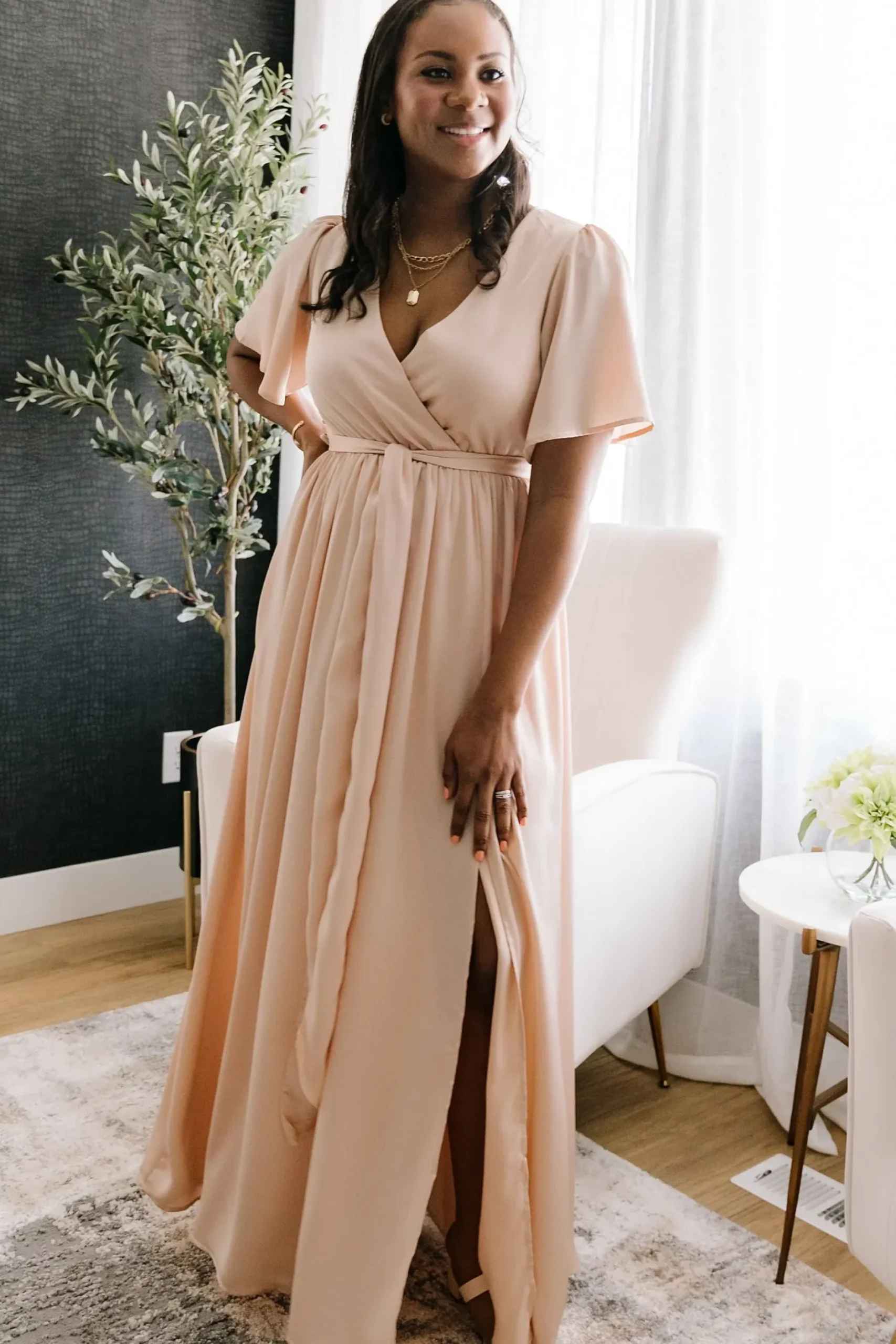 Baltic Born maxi dresses|WEDDING SUITE|Sicily Satin Maxi Dress | Natural