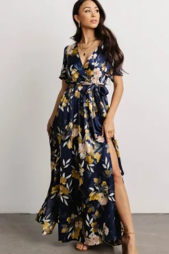 Baltic Born maxi dresses|WEDDING SUITE|Sicily Satin Maxi Dress | Navy Floral