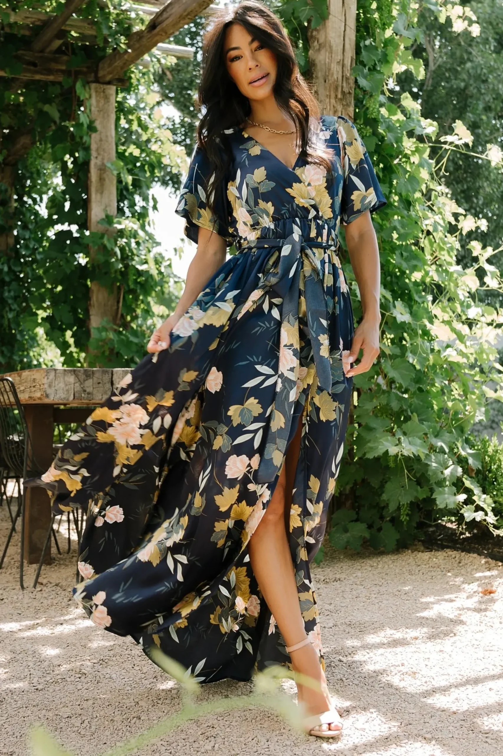 Baltic Born maxi dresses|WEDDING SUITE|Sicily Satin Maxi Dress | Navy Floral