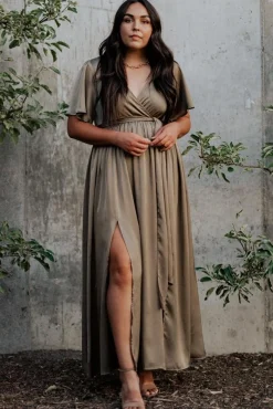 Baltic Born maxi dresses|WEDDING SUITE|Sicily Satin Maxi Dress | Olive