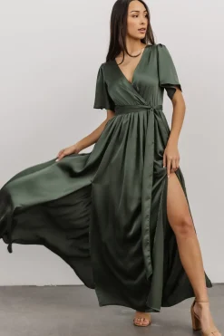 Baltic Born maxi dresses|WEDDING SUITE|Sicily Satin Maxi Dress | Dusty Green