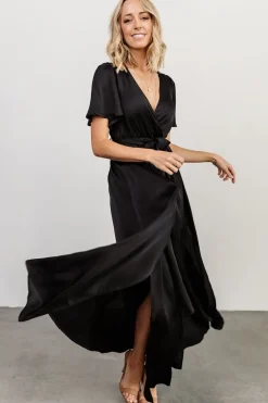 Baltic Born maxi dresses|WEDDING SUITE|Sicily Satin Maxi Dress | Black