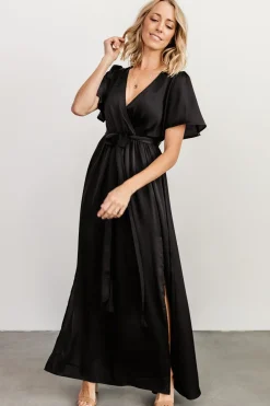 Baltic Born maxi dresses|WEDDING SUITE|Sicily Satin Maxi Dress | Black
