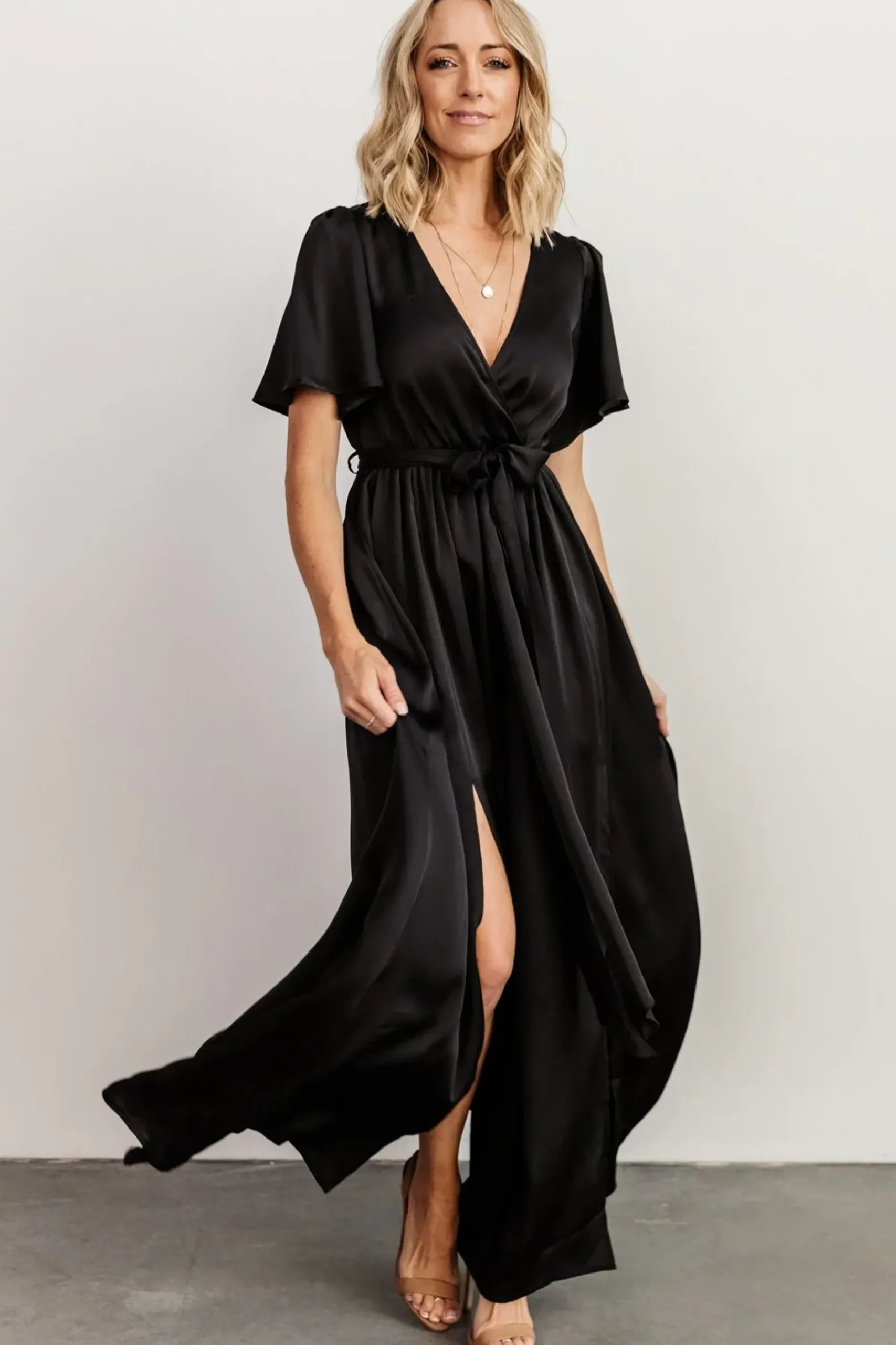 Baltic Born maxi dresses|WEDDING SUITE|Sicily Satin Maxi Dress | Black