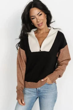 Baltic Born COMING SOON|Sigrid Half-Zip Sweater | Black Multi