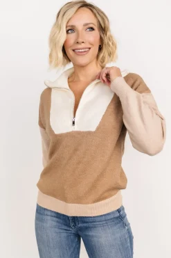 Baltic Born COMING SOON|Sigrid Half-Zip Sweater | Camel Multi