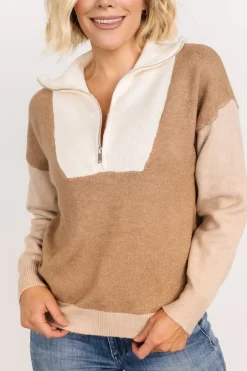 Baltic Born COMING SOON|Sigrid Half-Zip Sweater | Camel Multi