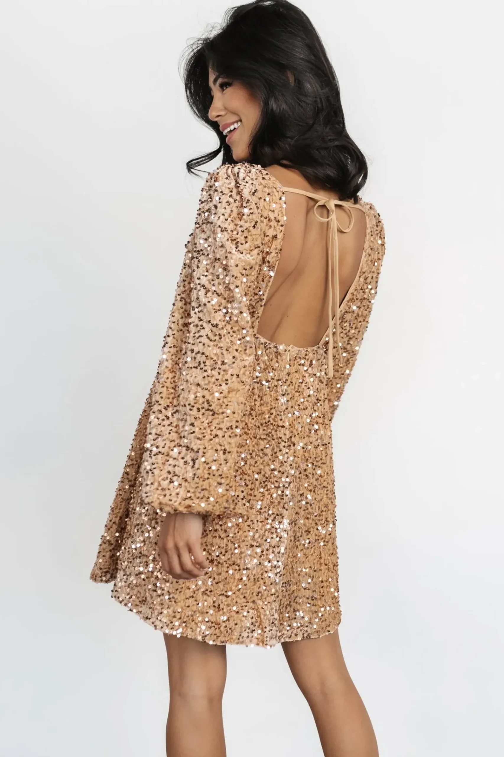 Baltic Born embellished + sequined|Simone Sequin Mini Dress | Gold
