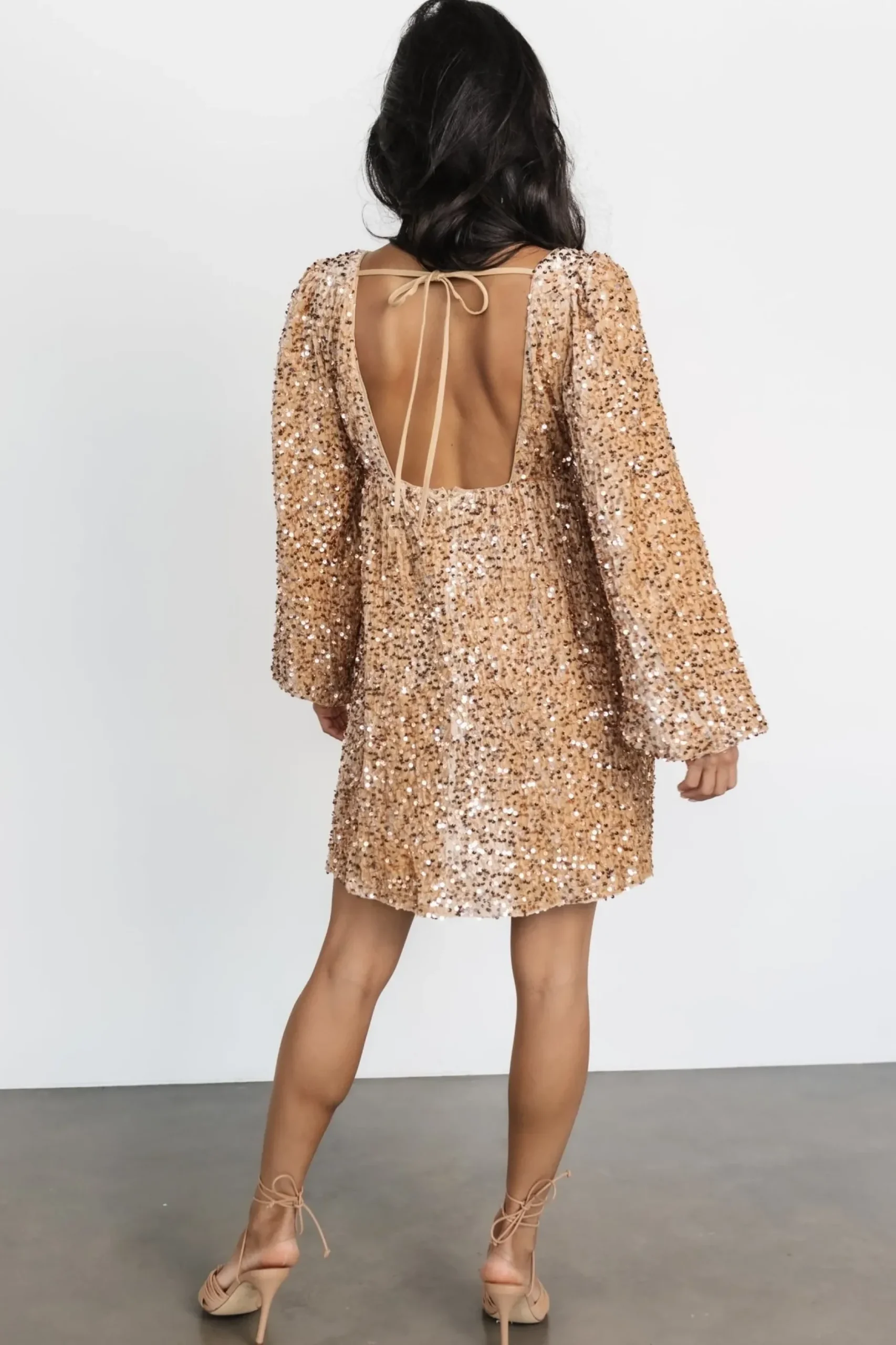 Baltic Born embellished + sequined|Simone Sequin Mini Dress | Gold