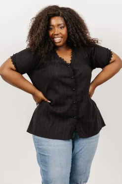 Baltic Born blouses + shirts|Sloane Button Top | Black
