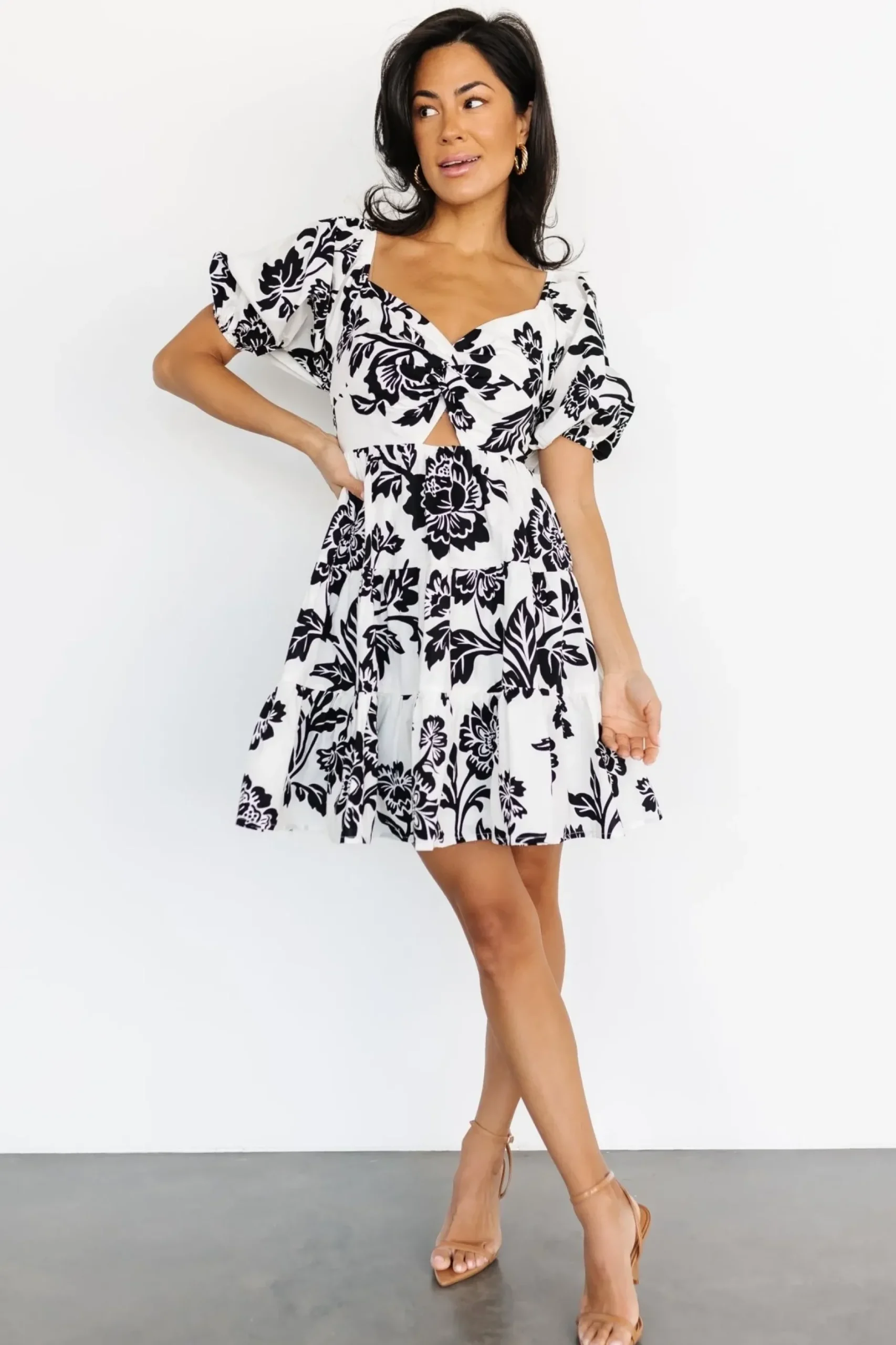 Baltic Born short dresses|Sophronia Mini Dress | Cream + Black