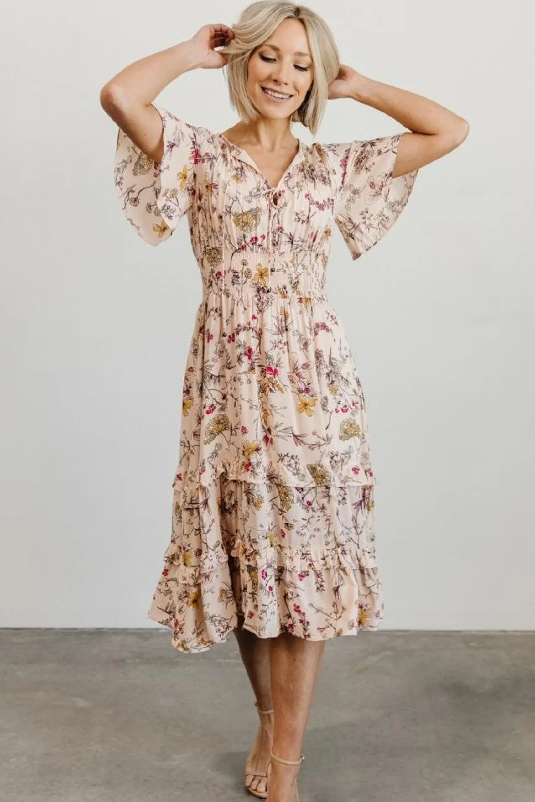 Baltic Born midi dresses|bump friendly|Spell Boho Midi Dress | Blush Floral