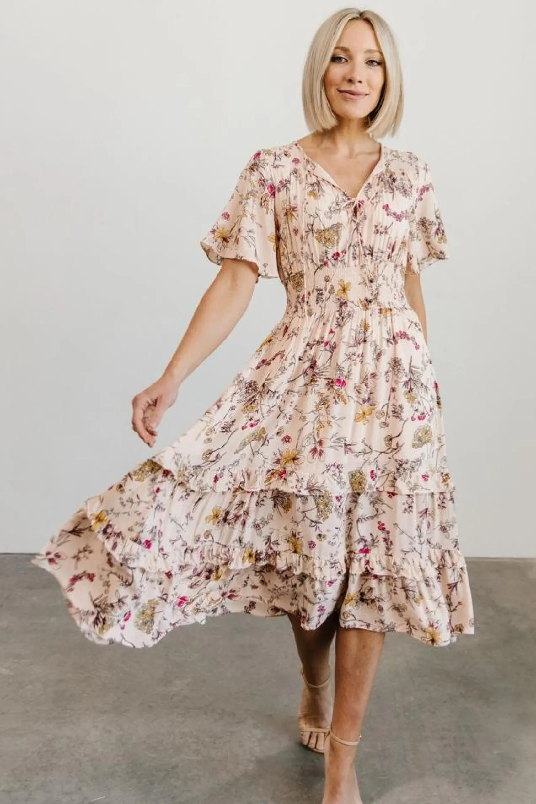 Baltic Born midi dresses|bump friendly|Spell Boho Midi Dress | White + Sage