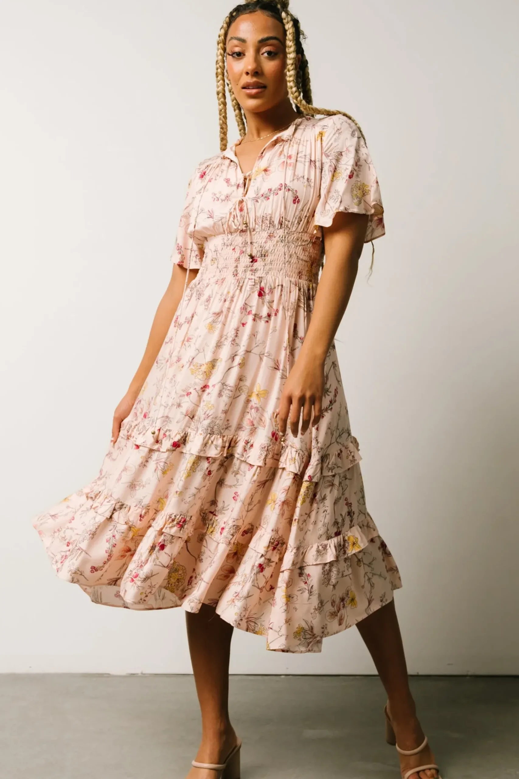 Baltic Born midi dresses|bump friendly|Spell Boho Midi Dress | White + Sage