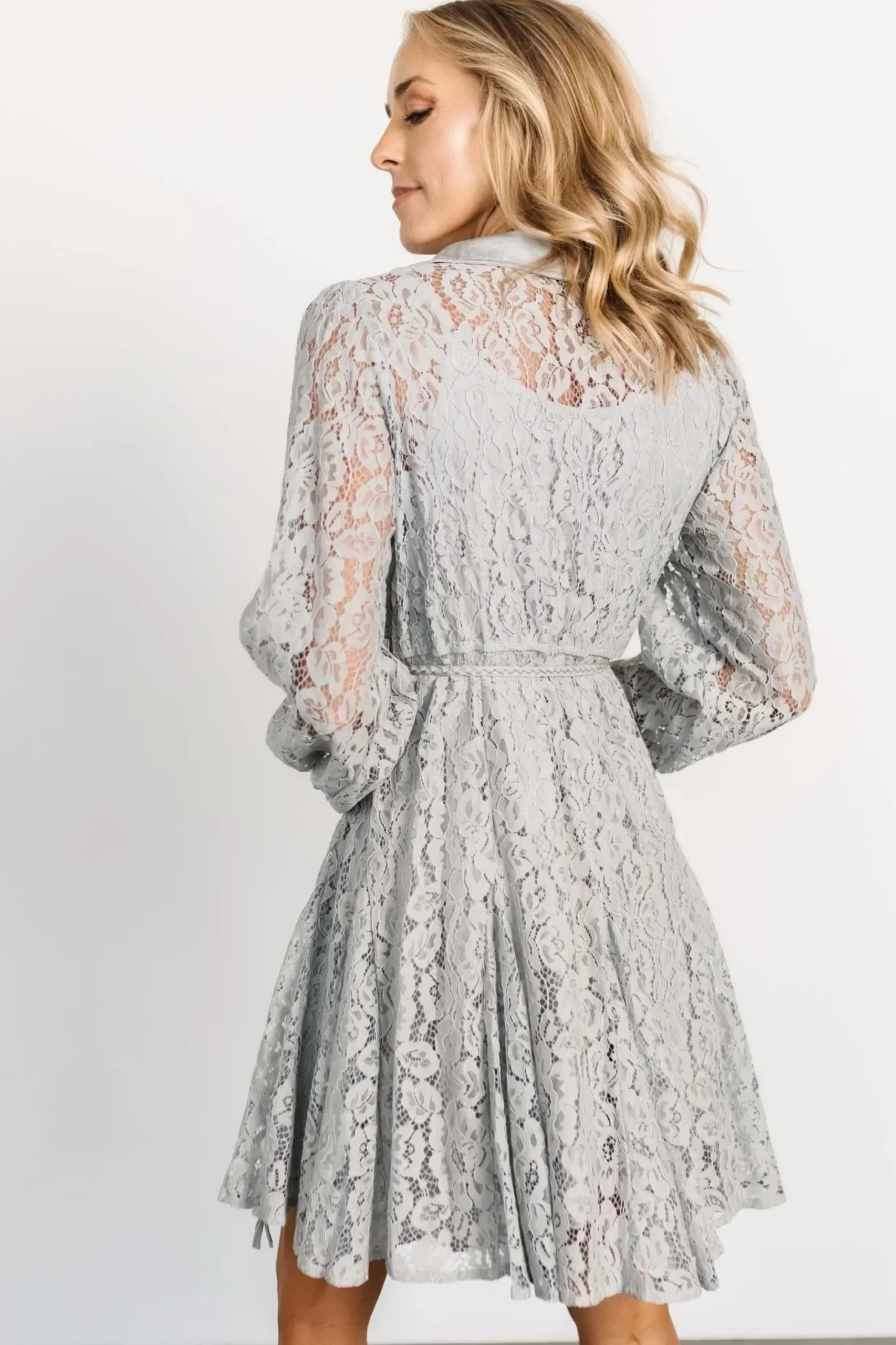Baltic Born short dresses|Stefan Lace Short Dress | Dove Gray