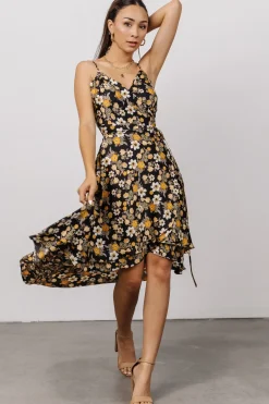Baltic Born SALE|Steffi Tulip Wrap Dress | Black Floral