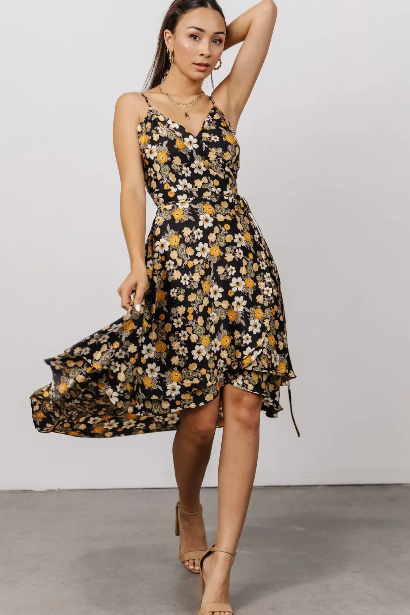 Baltic Born SALE|Steffi Tulip Wrap Dress | Black Floral