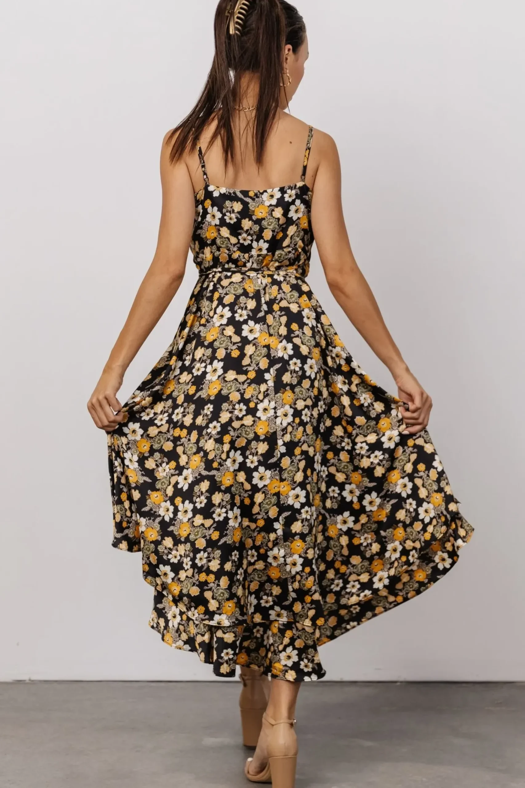 Baltic Born SALE|Steffi Tulip Wrap Dress | Black Floral