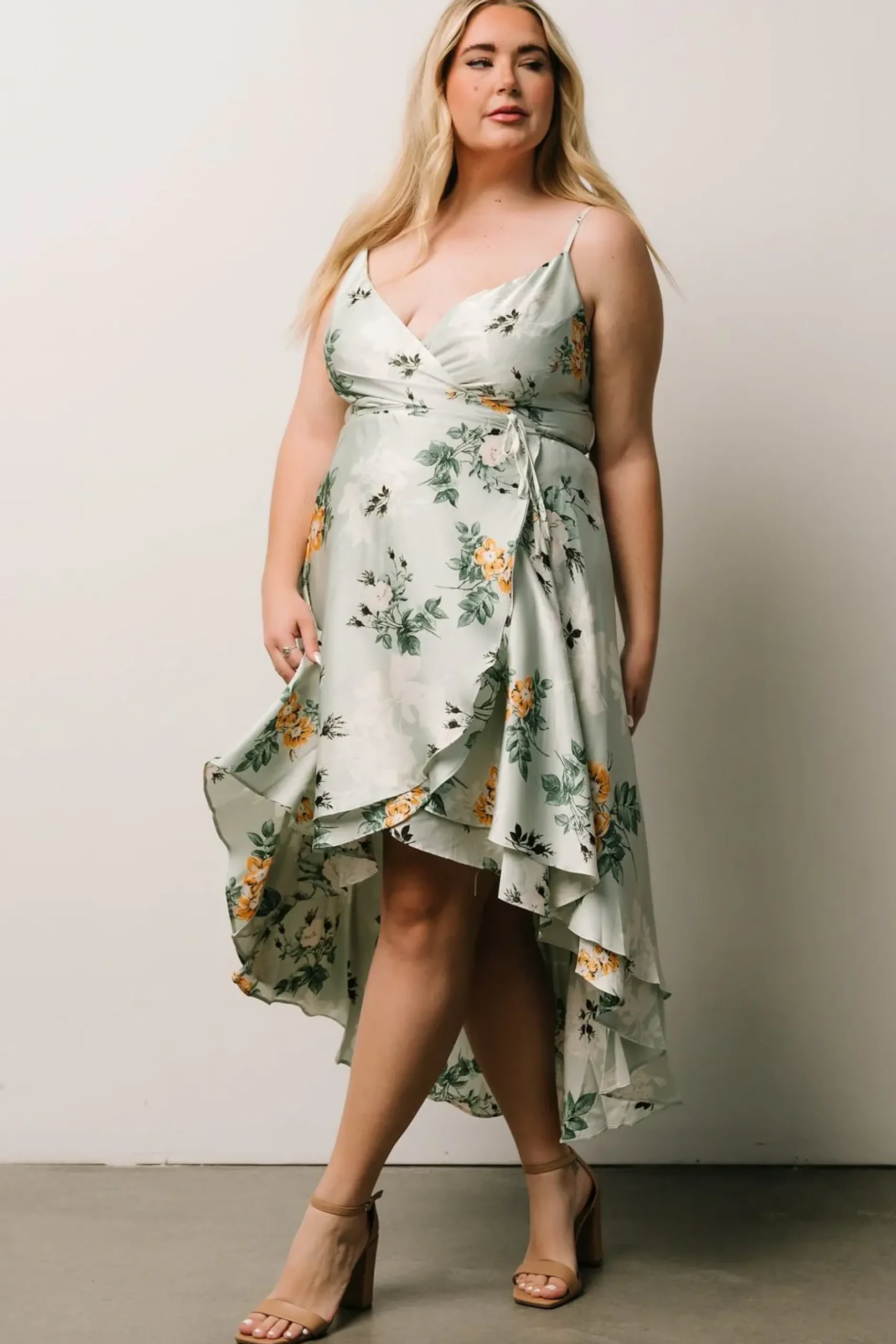 Baltic Born SALE|Steffi Tulip Wrap Dress | Light Sage Floral