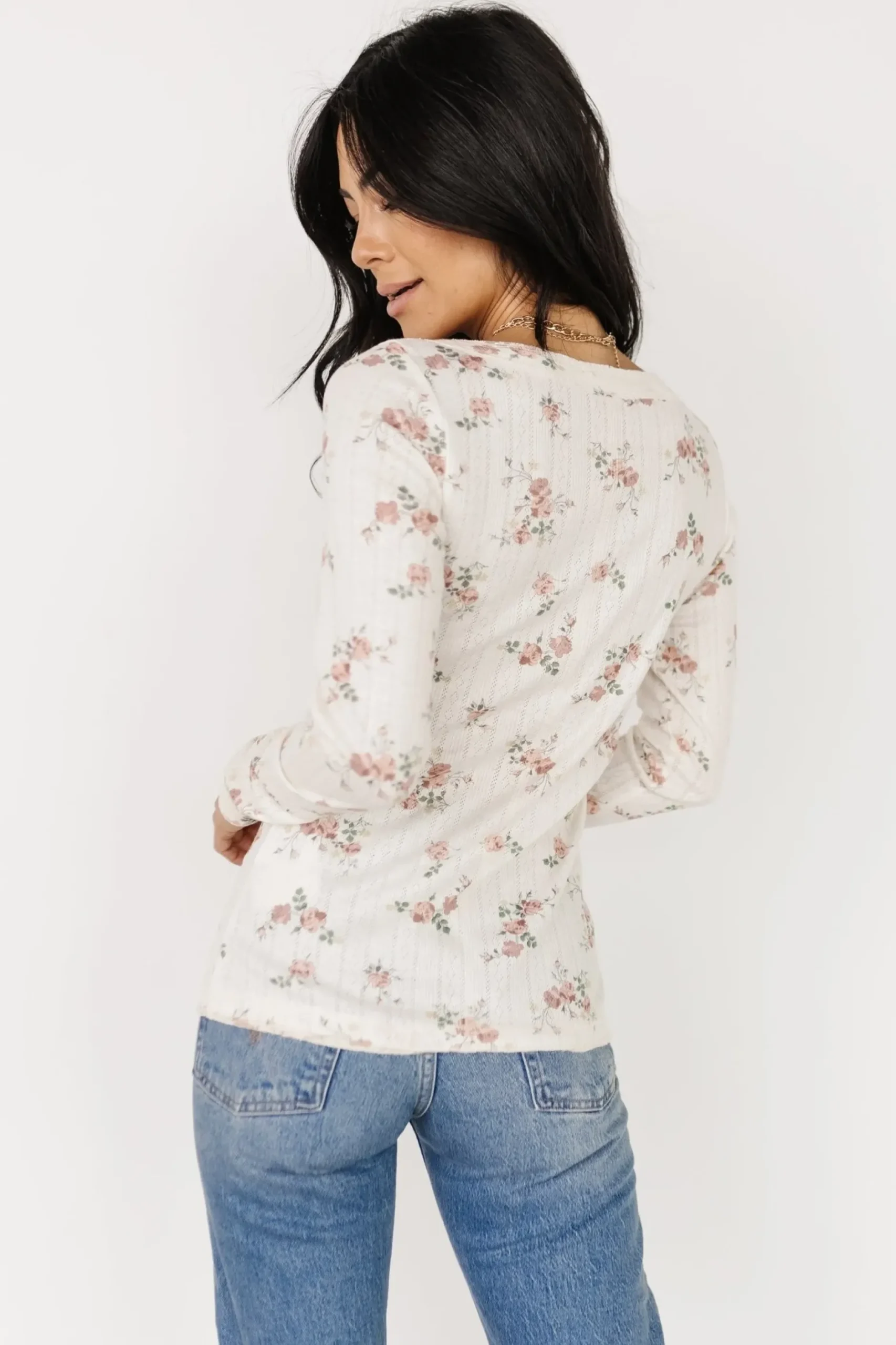 Baltic Born blouses + shirts|Suzanne Henley Top | Cream Floral