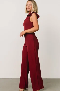 Baltic Born JUMPSUITS + ROMPERS|Tana Mock Neck Jumpsuit | Burgundy