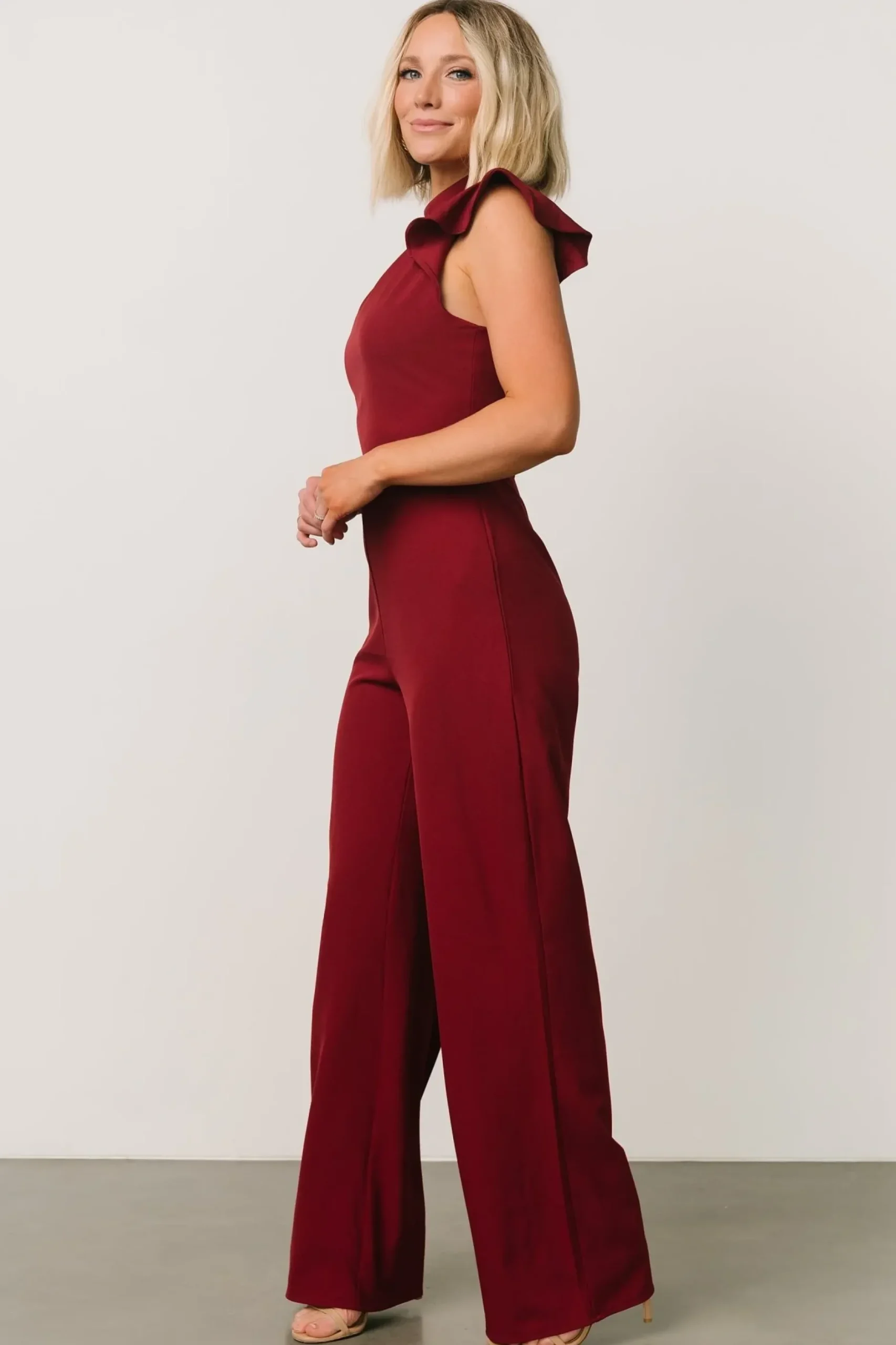 Baltic Born JUMPSUITS + ROMPERS|Tana Mock Neck Jumpsuit | Burgundy
