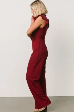 Baltic Born JUMPSUITS + ROMPERS|Tana Mock Neck Jumpsuit | Burgundy