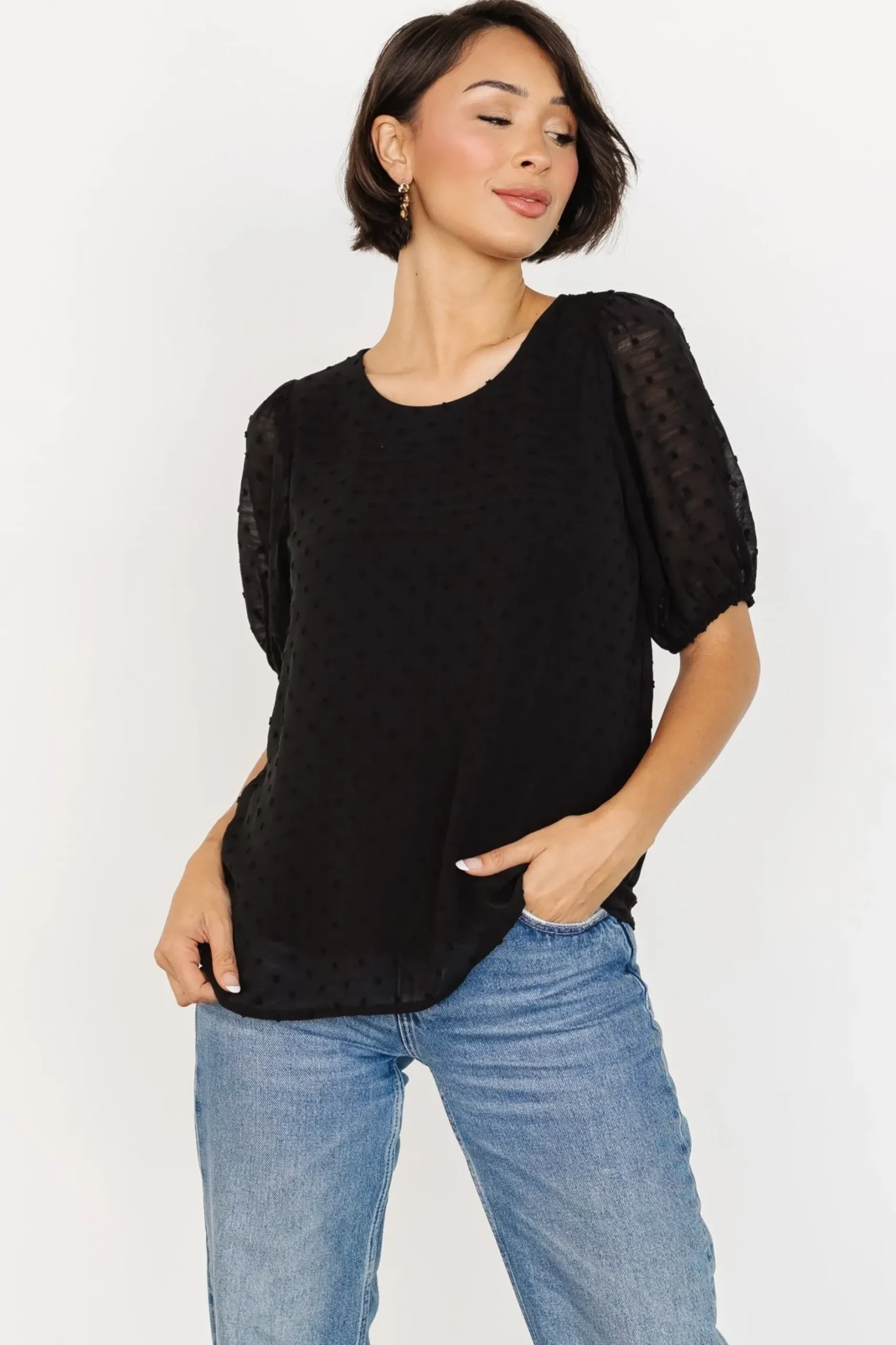 Baltic Born EXTENDED SIZING|TOPS|Tawnie Swiss Dot Top | Black