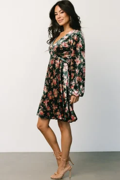 Baltic Born short dresses|Teri Velvet Short Dress | Forest Multi
