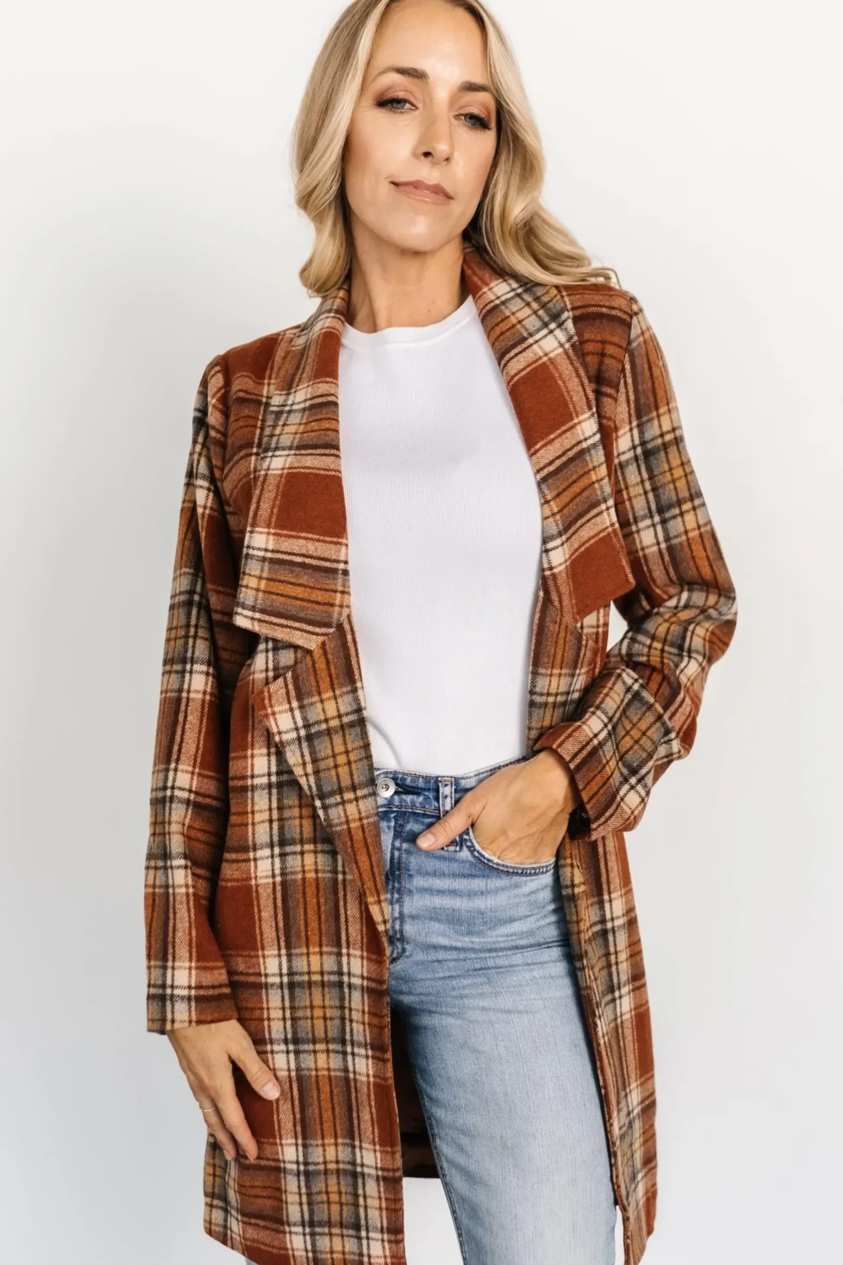 Baltic Born outerwear|Tetonia Plaid Shacket | Copper Multi