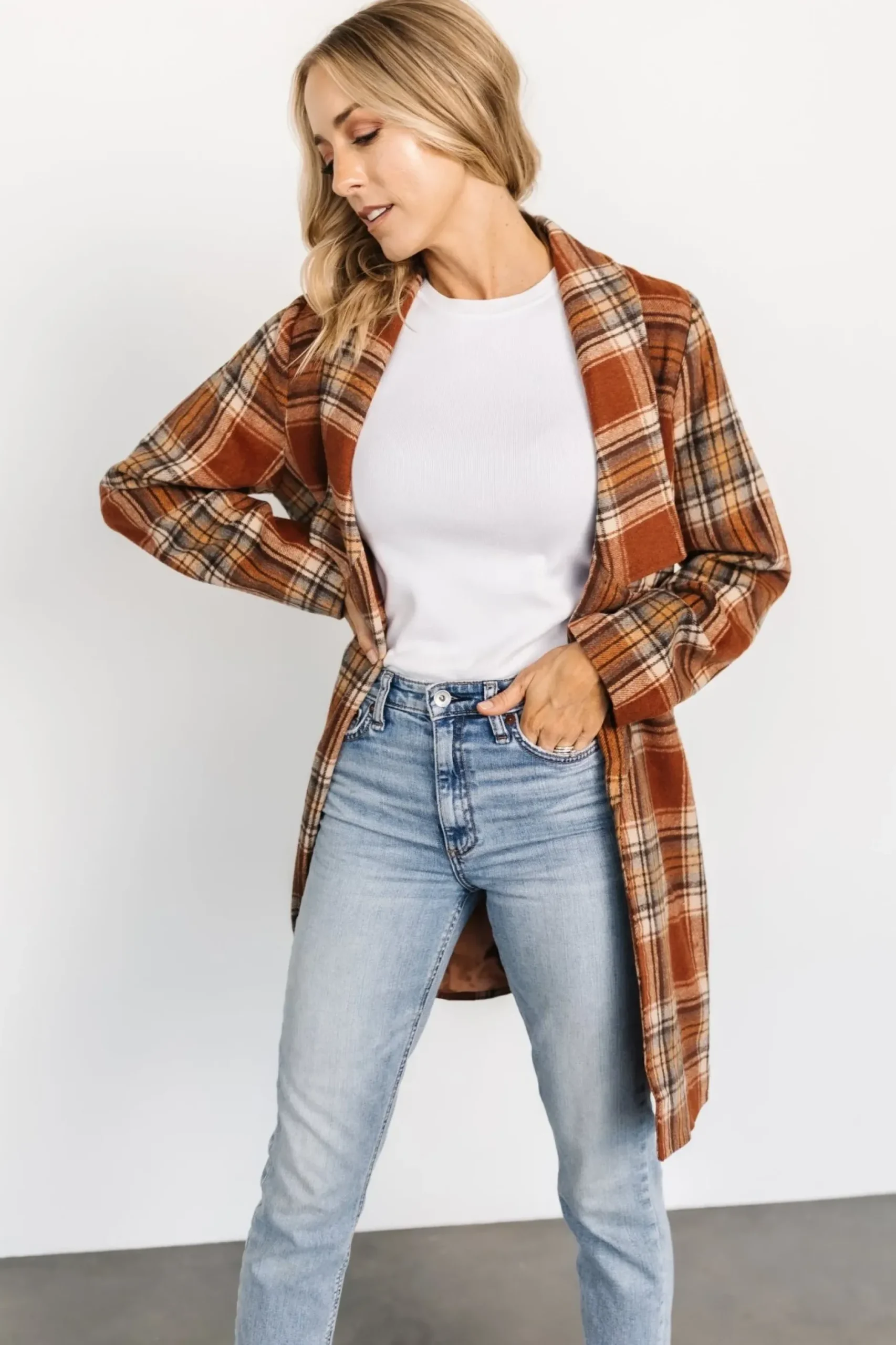 Baltic Born outerwear|Tetonia Plaid Shacket | Copper Multi