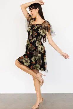 Baltic Born DRESSES|short dresses|Tivoli Tulle Short Dress | Black + Green Floral