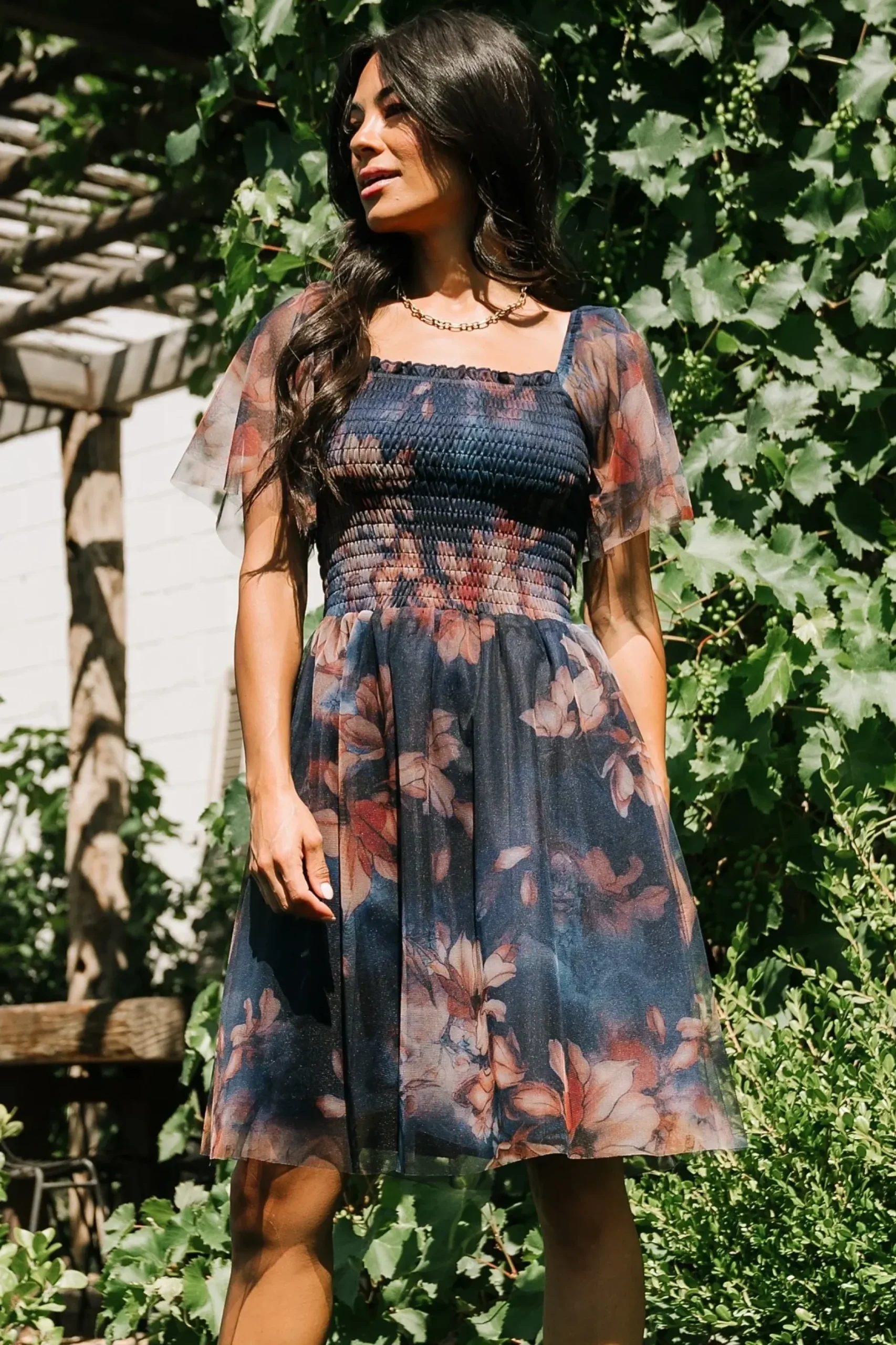 Baltic Born DRESSES|short dresses|Tivoli Tulle Short Dress | Dark Blue Floral